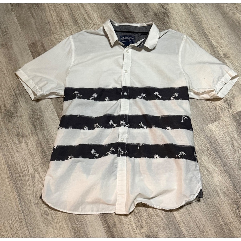 American Rag Men's Button Down Short Sleeve Tropical Palm‎ Tree Shirt